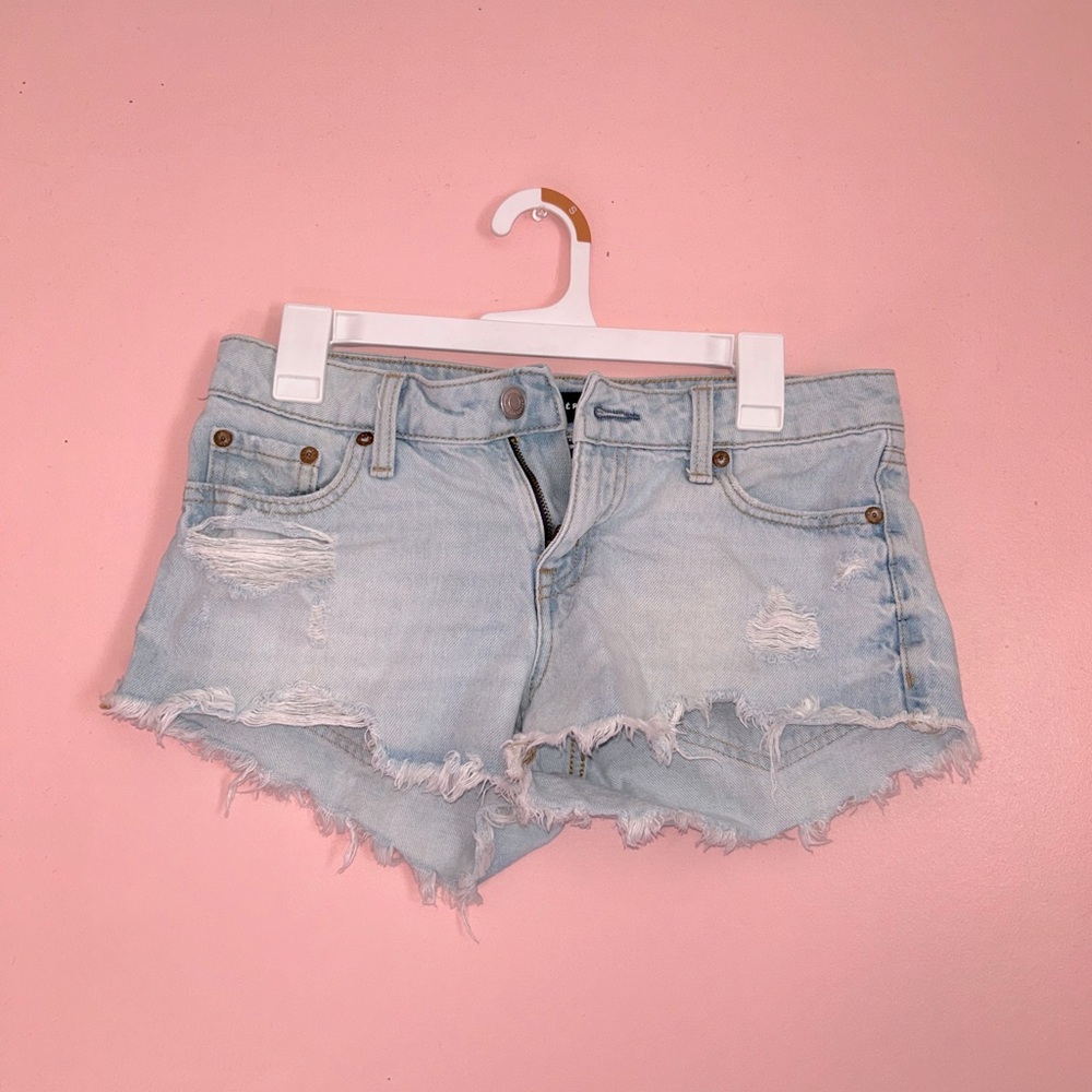 Low Rise Light Wash Denim Shorts